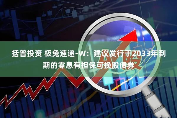 括普投资 极兔速递-W：建议发行于2033年到期的零息有担保可换股债券